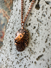 Lion, Wolf or Eagle Metal Copper Effect Necklace - Animal Charms - Handmade - 10 inch Drop - Steel Plated Chain
