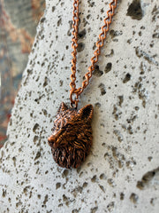 Lion, Wolf or Eagle Metal Copper Effect Necklace - Animal Charms - Handmade - 10 inch Drop - Steel Plated Chain