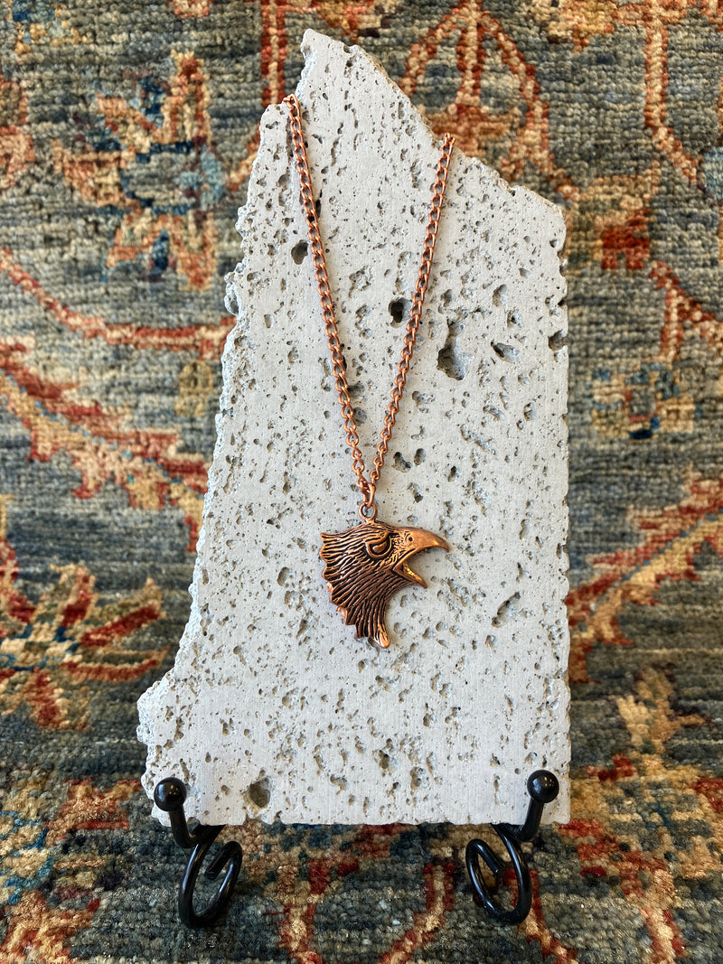 Lion, Wolf or Eagle Metal Copper Effect Necklace - Animal Charms - Handmade - 10 inch Drop - Steel Plated Chain