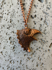 Lion, Wolf or Eagle Metal Copper Effect Necklace - Animal Charms - Handmade - 10 inch Drop - Steel Plated Chain