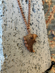 Lion, Wolf or Eagle Metal Copper Effect Necklace - Animal Charms - Handmade - 10 inch Drop - Steel Plated Chain