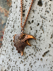 Lion, Wolf or Eagle Metal Copper Effect Necklace - Animal Charms - Handmade - 10 inch Drop - Steel Plated Chain