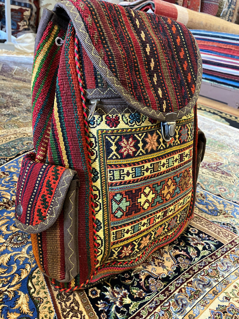 Persian Hand Embroidered Backpack - Hand Made  - Jajim - Sirjan - Kilim - Nomad Tribal Boho Bag