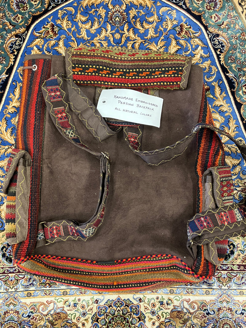 Persian Hand Embroidered Backpack - Hand Made  - Jajim - Sirjan - Kilim - Nomad Tribal Boho Bag