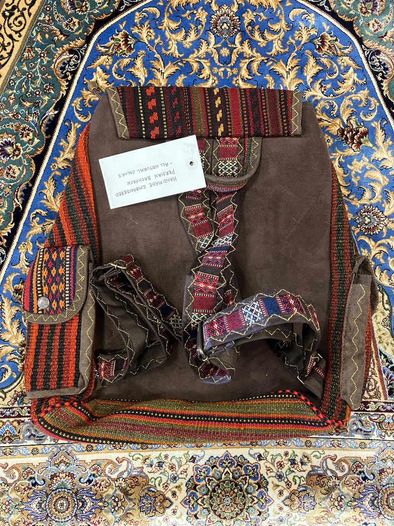 Persian Hand Embroidered Backpack - Hand Made  - Jajim - Sirjan - Kilim - Nomad Tribal Boho Bag