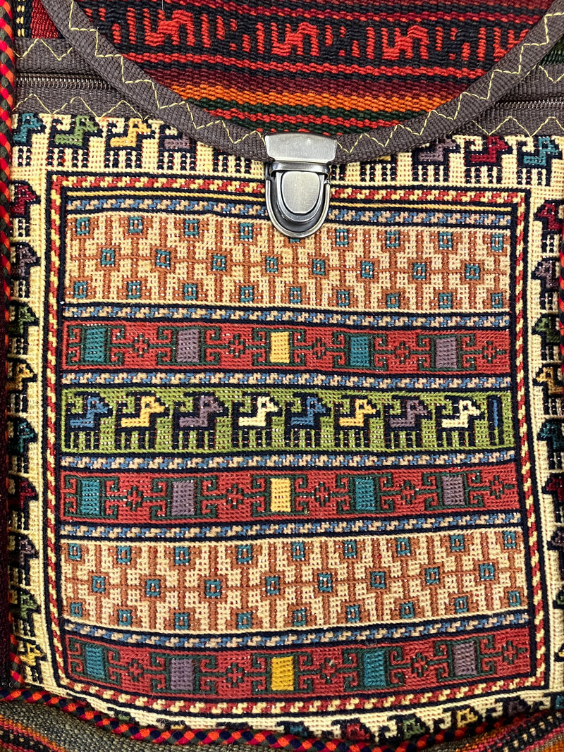 Persian Hand Embroidered Backpack - Hand Made  - Jajim - Sirjan - Kilim - Nomad Tribal Boho Bag