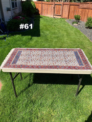 Hand Printed Cotton Table Cloth with Natural Plant Dyes in Red, Blue, Green, Yellow/Orange & Off White - Paisley Floral Vines Sunflowers Patterns