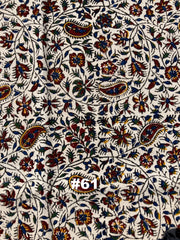 Hand Printed Cotton Table Cloth with Natural Plant Dyes in Red, Blue, Green, Yellow/Orange & Off White - Paisley Floral Vines Sunflowers Patterns