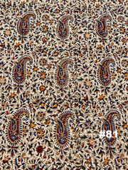 Hand Printed LARGE Cotton Tablecloth with Natural Plant Dyes in Red, Blue, Green, Yellow/Orange on Beige Cloth