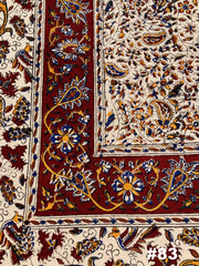 Hand Printed LARGE Cotton Tablecloth with Natural Plant Dyes in Red, Blue, Green, Yellow/Orange on Beige Cloth