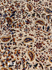 Hand Printed LARGE Cotton Tablecloth with Natural Plant Dyes in Red, Blue, Green, Yellow/Orange on Beige Cloth