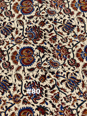 Hand Printed LARGE Cotton Tablecloth with Natural Plant Dyes in Red, Blue, Green, Yellow/Orange on Beige Cloth