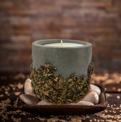 Rustic Hand Painted Natural Soy Candle -  Gray