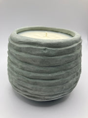 Rustic Coil Pot - 17 Fluid Ounces - Fresh Cotton Scented - Natural Soy Candle - Sea Foam Blue / Green