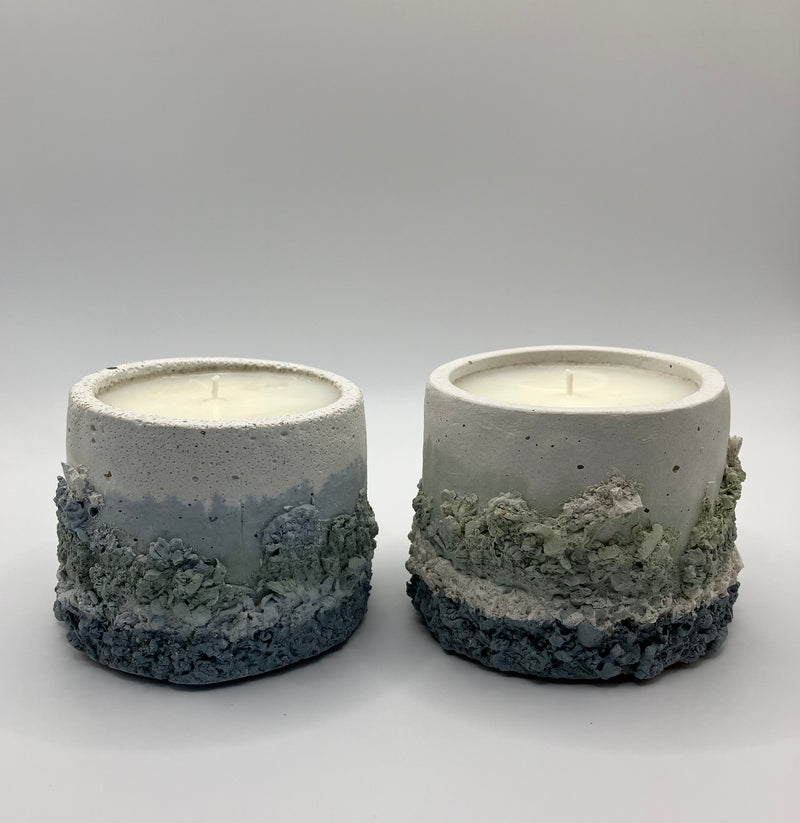 2 Scented Hand Made Natural Soy Candle -  Blue White Green - Fresh Cotton Scent