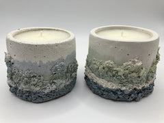 2 Scented Hand Made Natural Soy Candle -  Blue White Green - Fresh Cotton Scent